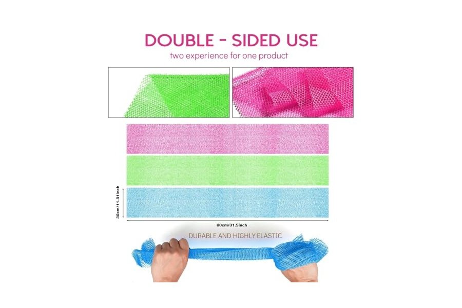 3 esponjas de baño africanas de red africana, esponja de baño de red larga, exfoliante, para ducha, cuerpo, espalda y piel más suave, ideal para uso diario (rosa, rojo, azul, verde). - Image 2