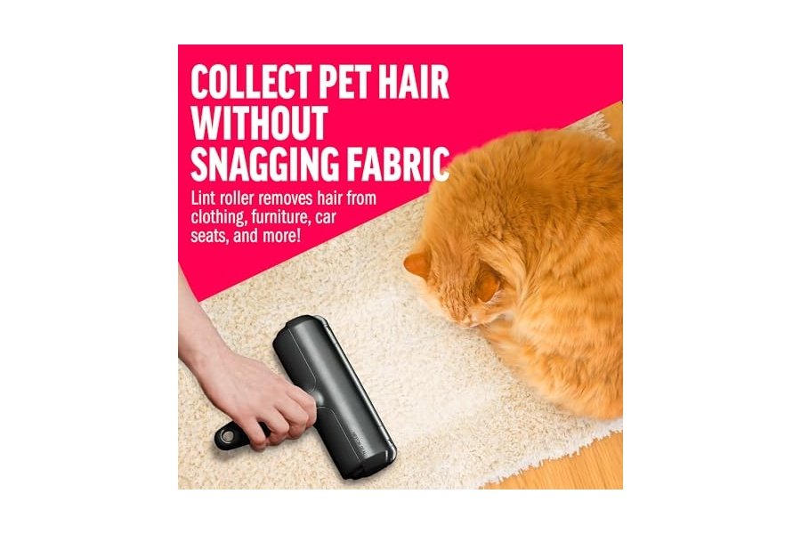 Rodillo quitapelusas reutilizable Chom Chom Roller para mascotas (negro). Eliminador de pelos de gatos y perros ChomChom para muebles, sofás, alfombras, ropa y ropa de cama. Herramienta portátil para eliminar pelos en múltiples superficies. - Image 5