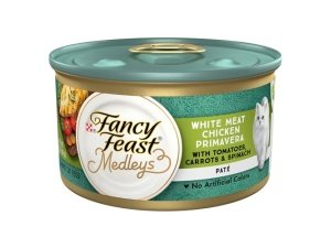 Alimento húmedo para gatos Purina Fancy Feast Pate, mezcla de pollo primavera con verduras de la huerta - (Paquete de 24) latas de 85 g