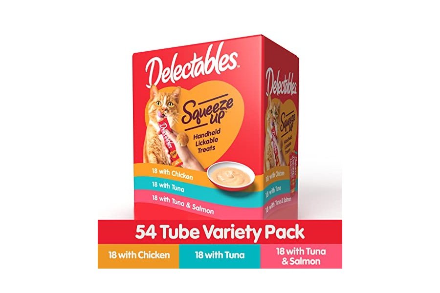Paquete variado Delectables Squeeze Up, puré cremoso exprimible, premios húmedos para lamer para gatos, sin cereales, sin rellenos, subproductos ni conservantes añadidos, tubo de 0.5 onzas, 54 tubos en total - Image 4