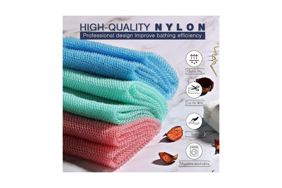 3 esponjas de baño africanas largas, exfoliantes corporales y de espalda, suavizantes para la piel, ideales para uso diario (rosa, azul, verde). - Image 4