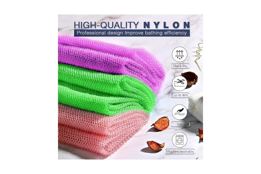 UJFQBH - 3 esponjas de baño africanas de red africana, esponja de baño de red larga, exfoliante, para ducha, cuerpo, espalda y piel más suave, ideal para uso diario (morado, rosa, verde) - Image 4