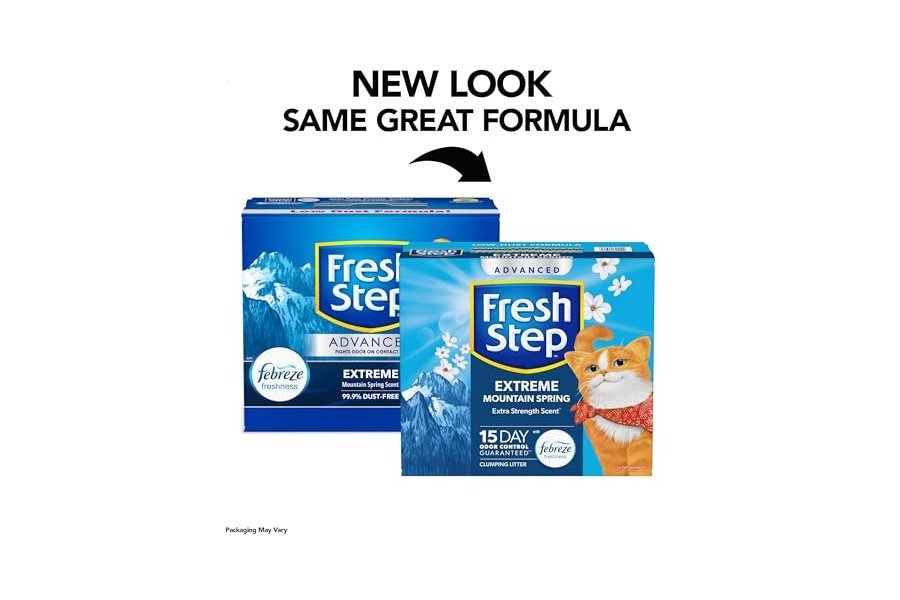 Arena aglomerante Fresh Step Advanced Extreme con Febreze Freshness y aroma a primavera de montaña, combate el mal olor al contacto, 16 kg (2 cajas de 8,4 kg) - Image 2