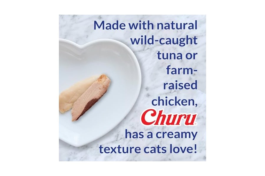 Galletas para gatos INABA Churu, sin cereales, para lamer y exprimible, puré cremoso con vitamina E y taurina, 14 g cada tubo, 24 tubos (4 por paquete), receta de atún con queso - Image 3