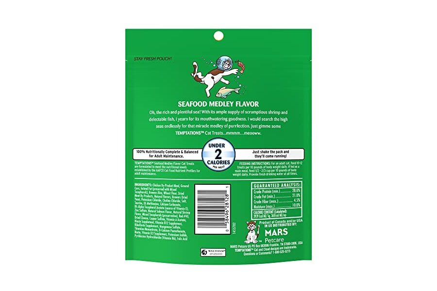 Premios Temptations Classic Crujientes y Suaves para Gatos con Sabor a Mariscos, Bolsa de 170 g (Paquete de 10) - Image 3