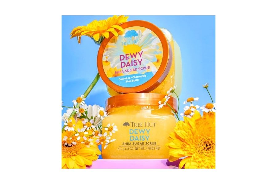 Exfoliante corporal exfoliante con azúcar y karité Dewy Daisy de Tree Hut | Elimina la piel muerta y seca para una sensación suave e hidratada | Cuidado corporal esencial nutritivo | 18 fl oz. - Image 4