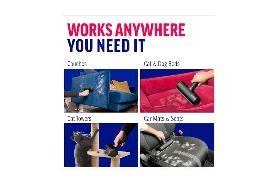 Rodillo quitapelusas reutilizable Chom Chom Roller para mascotas (negro). Eliminador de pelos de gatos y perros ChomChom para muebles, sofás, alfombras, ropa y ropa de cama. Herramienta portátil para eliminar pelos en múltiples superficies. - Image 6