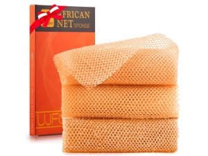 3 esponjas de baño africanas de red africana, esponja de baño de red larga, exfoliante, para ducha, cuerpo, espalda y piel más suave, ideal para uso diario (amarillas, amarillas, amarillas)