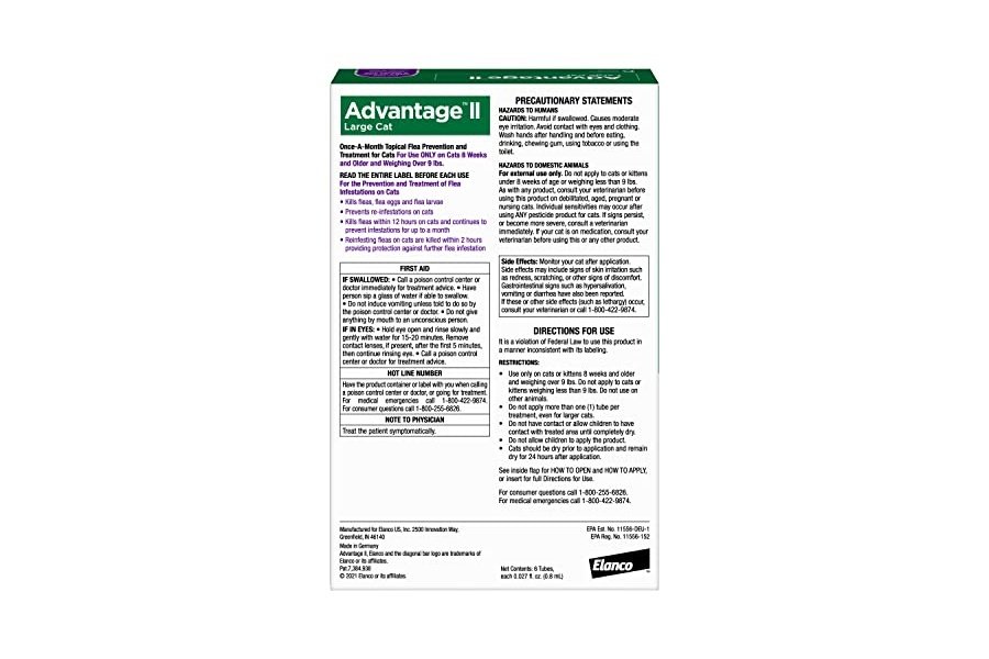 Advantage II Tratamiento y prevención antipulgas recomendado por veterinarios para gatos grandes | Gatos de más de 4 kg | Suministro para 6 meses - Image 2
