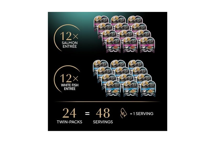 Alimento húmedo Sheba para gatos adultos, paquete variado - Platos principales de salmón y pescado blanco en salsa extra, bandejas dobles de 75 g (12 unidades, 24 porciones) (paquete de 2) - Image 2