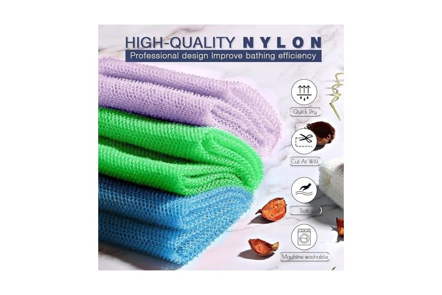 3 esponjas de baño africanas de malla larga, exfoliantes, para ducha, cuerpo y espalda, suavizantes, ideales para uso diario (morado, azul y verde). - Image 4