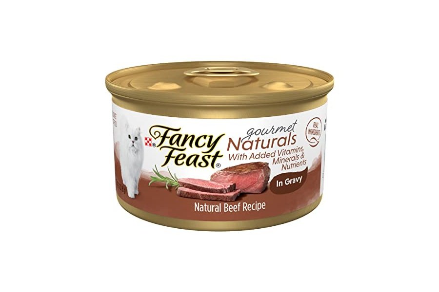 Alimento húmedo para gatos Purina Fancy Feast Natural Gourmet Naturals con receta de carne de res en salsa - (Paquete de 12) Latas de 85 g