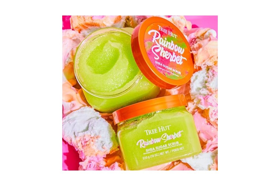 Exfoliante corporal Tree Hut Rainbow Sherbet con azúcar y karité | Elimina la piel muerta y seca para una sensación suave e hidratada | Cuidado corporal esencial nutritivo | 18 fl oz. - Image 5