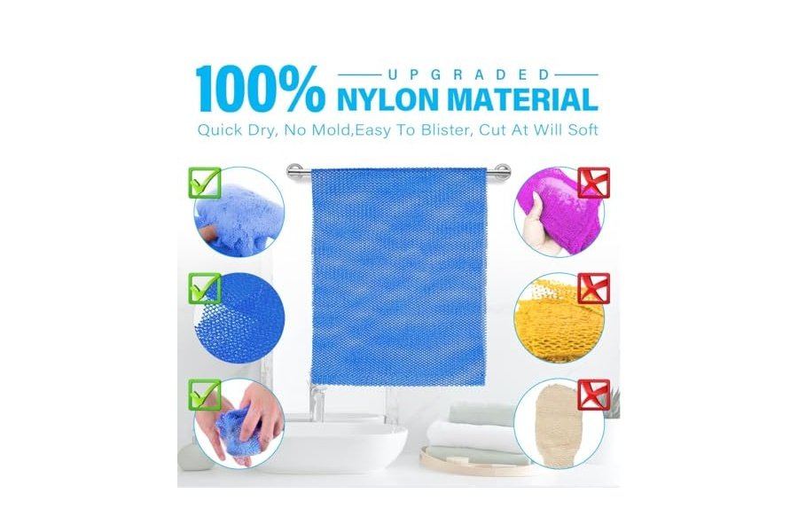 6 esponjas de baño africanas de red africana, esponja de baño de red larga, exfoliante, para ducha, cuerpo, espalda y piel más suave, ideal para uso diario (morado, gris, azul, negro, marrón, verde). - Image 2