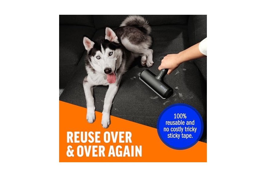 Rodillo quitapelusas reutilizable Chom Chom Roller para mascotas (negro). Eliminador de pelos de gatos y perros ChomChom para muebles, sofás, alfombras, ropa y ropa de cama. Herramienta portátil para eliminar pelos en múltiples superficies. - Image 4