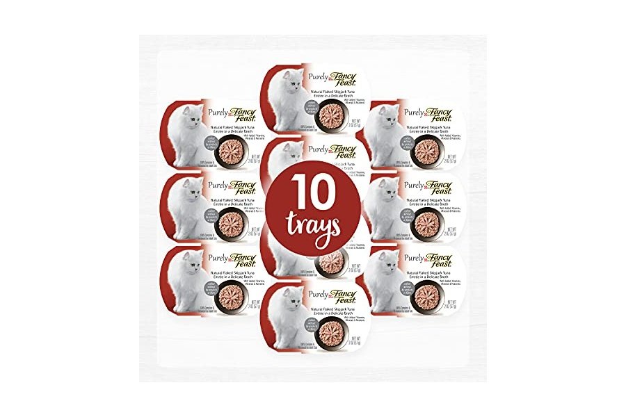 Alimento húmedo para gatos Purina Fancy Feast Natural Grain Free Broth, con atún barrilete en copos, totalmente natural - (Paquete de 10) Bandejas de 56 g - Image 2