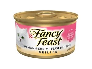Comida húmeda para gatos Purina Fancy Feast a la parrilla con salmón y camarones en salsa - (Paquete de 24) Latas de 85 g