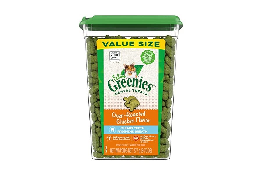 Premios dentales para gatos Greenies Feline Adult, sabor a pollo asado al horno, envase de 250 g