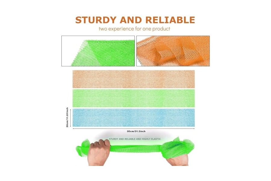 3 esponjas de baño africanas de red africana, esponja de baño de red larga, exfoliante, para ducha, cuerpo, espalda y piel más suave, ideal para uso diario (naranja, azul, verde). - Image 3