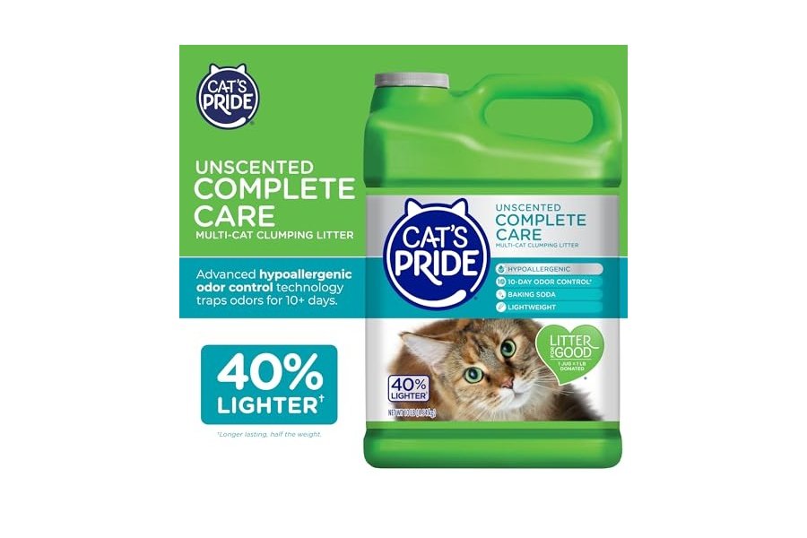 Arena aglomerante ligera y premium Cat's Pride: Cuidado completo - Hasta 10 días de control eficaz del olor - Hipoalergénica - Multigatos, sin perfume, 4.5 kg - Image 3