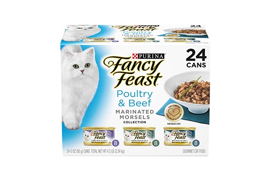 Alimento húmedo para gatos Purina Fancy Feast Gravy, paquete variado, colección de bocaditos marinados de pollo y res - (24) latas de 85 g