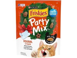 Premios para gatos Purina Friskies, fabricados en EE. UU., mezcla original crujiente para fiestas, bolsa de 593 g