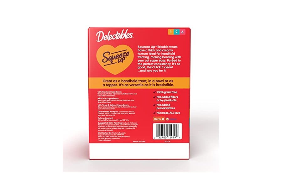 Paquete variado Delectables Squeeze Up, puré cremoso exprimible, premios húmedos para lamer para gatos, sin cereales, sin rellenos, subproductos ni conservantes añadidos, tubo de 0.5 onzas, 54 tubos en total - Image 5
