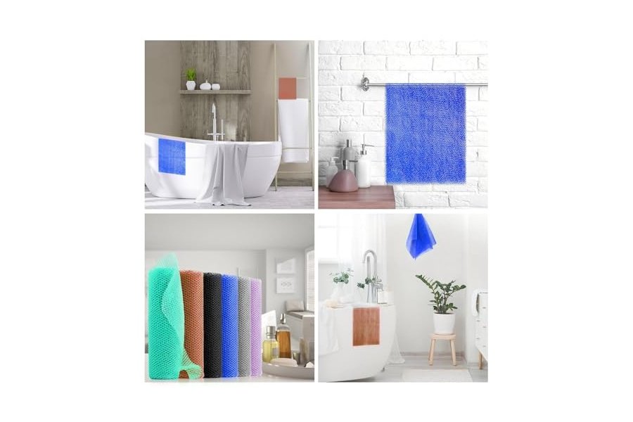 6 esponjas de baño africanas de red africana, esponja de baño de red larga, exfoliante, para ducha, cuerpo, espalda y piel más suave, ideal para uso diario (morado, gris, azul, negro, marrón, verde). - Image 6