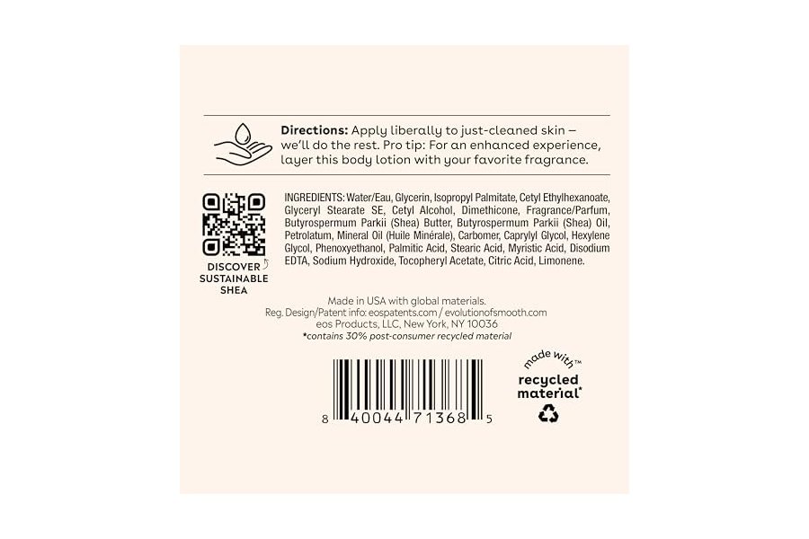Loción corporal EOS Shea Better Body Lotion - Strawberry Dream, hidratación de 24 horas, ligera y no grasa, hecha con karité natural, vegana, 473 ml (16 onzas líquidas) - Image 8