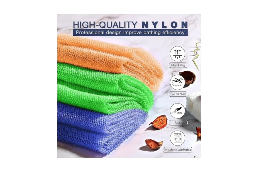 3 esponjas de baño africanas de red africana, esponja de baño de red larga, exfoliante, para ducha, cuerpo, espalda y piel más suave, ideal para uso diario (naranja, azul, verde). - Image 4