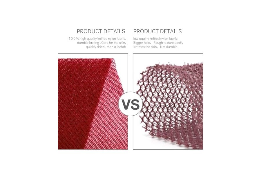 2 esponjas de baño africanas de red africana, esponja de baño de red larga, exfoliante, para ducha, cuerpo, espalda y piel más suave, ideal para uso diario (roja) - Image 3