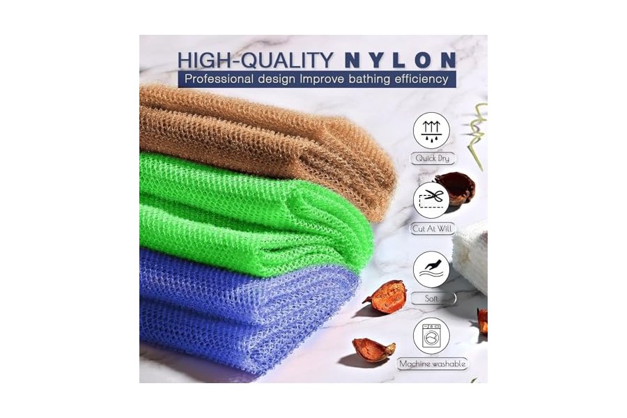 3 esponjas de baño africanas de red africana, esponja de baño de red larga, exfoliante, para ducha, cuerpo, espalda y piel más suave, ideal para uso diario (marrón, azul, verde). - Image 4