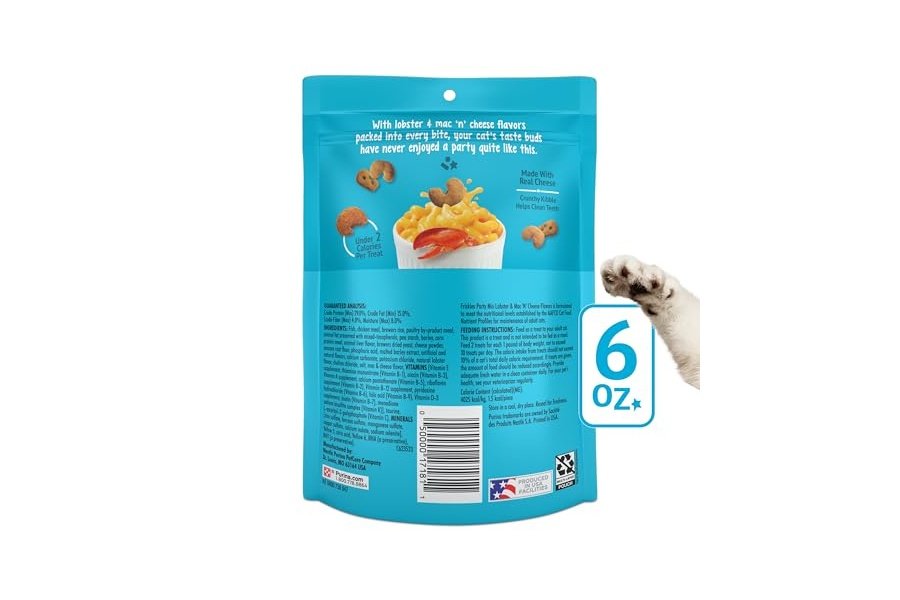 Premios para gatos Purina Friskies, mezcla para fiestas con sabores de langosta y macarrones con queso - (Paquete de 6) Bolsas de 170 g - Image 8