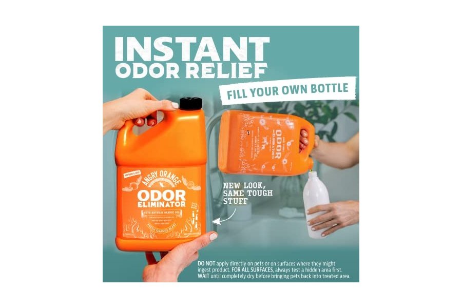 Eliminador de olores para mascotas Angry Orange: orina de perros y gatos, manchas de alfombras y olores fuertes. Limpiador cítrico con aceite de naranja natural. 1 galón. - Image 2