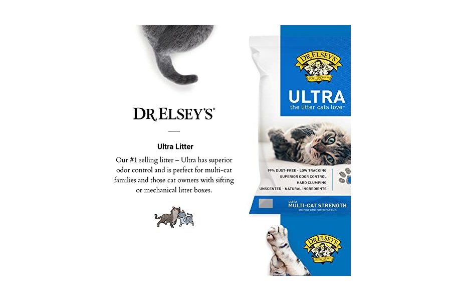 Arena para gatos de arcilla aglomerante sin aroma Dr. Elsey's Ultra, bolsa de 40 lb - Image 2