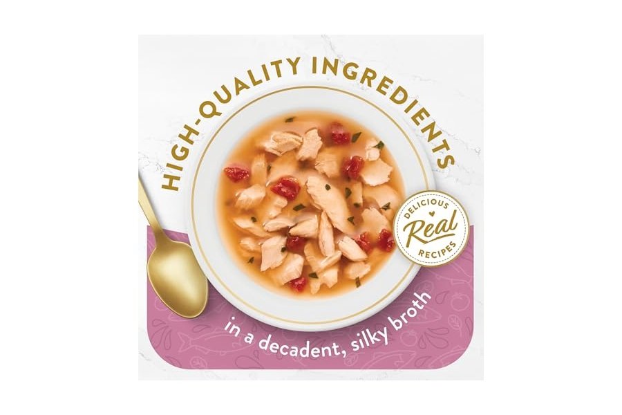 Alimento húmedo para gatos Purina Fancy Feast, complemento de caldo, sabor clásico con salmón salvaje y verduras (paquete de 16) sobres de 45 g - Image 2