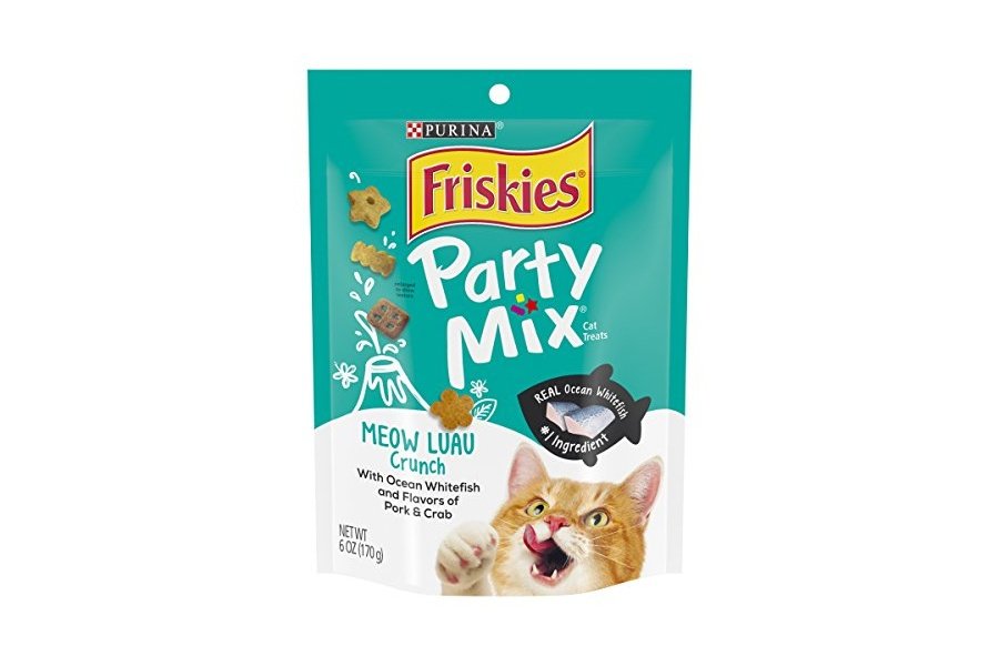 Premios para gatos Purina Friskies, fabricados en EE. UU., mezcla para fiestas Meow Luau Crunch, 177 g (paquete de 1)