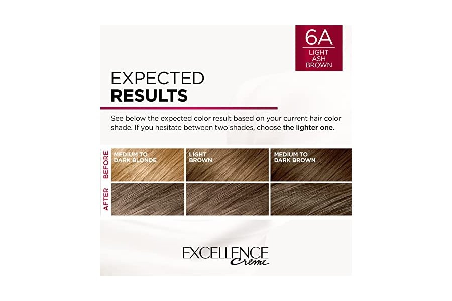 Tinte permanente en crema L’Oréal Paris Excellence, 6A Castaño Ceniza Claro, cobertura total de canas, paquete de 2 - Image 5