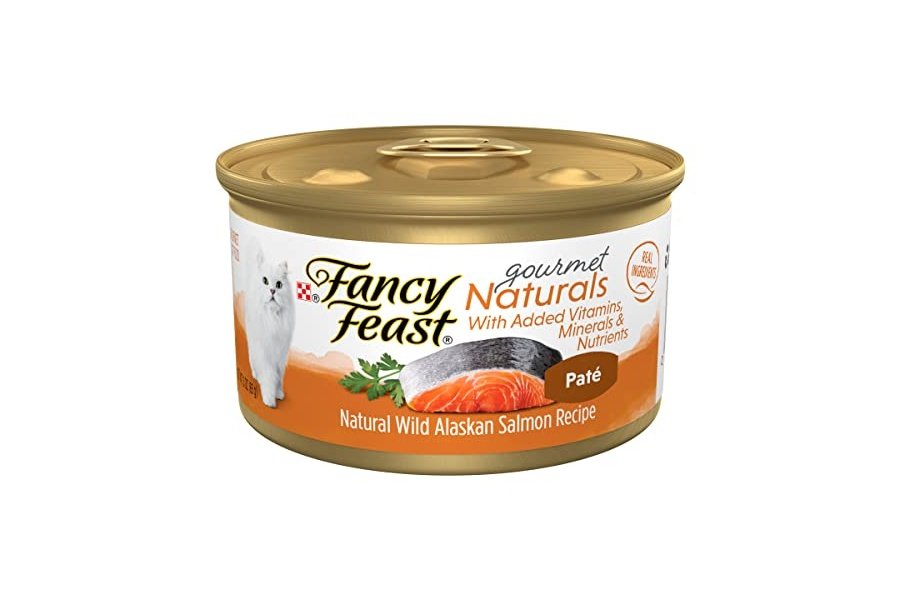 Alimento húmedo para gatos Purina Fancy Feast Paté Gourmet Naturals con receta de salmón salvaje de Alaska - (Paquete de 12) latas de 85 g