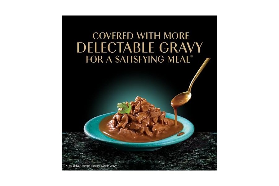 Comida húmeda para gatos adultos Sheba Gravy Indulgence, entrada de carne de res con salsa extra, bandejas dobles de 77 g (24 unidades, 48 ​​porciones) - Image 3