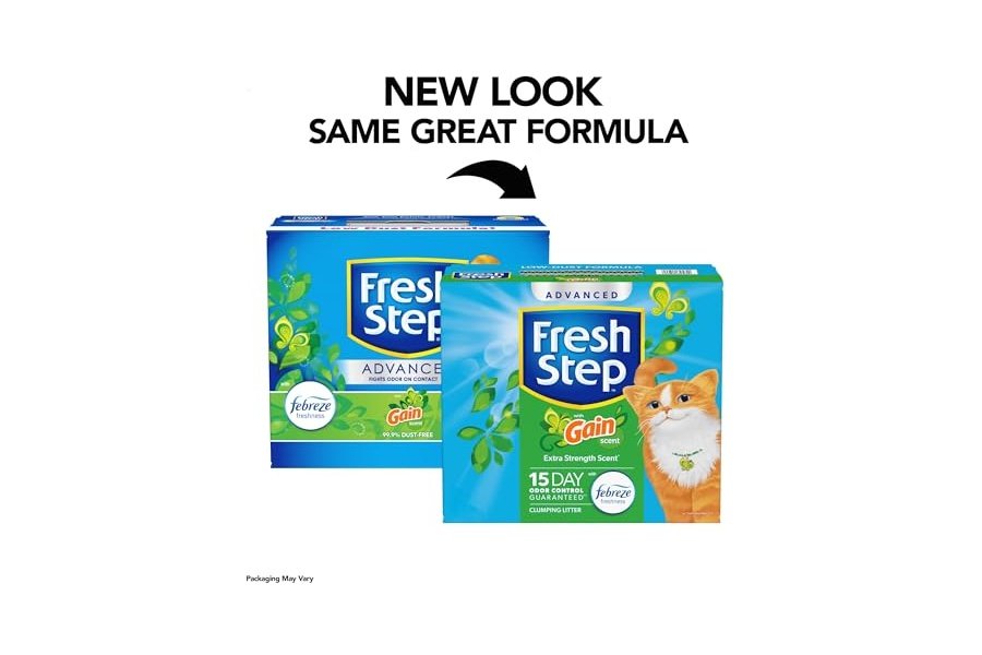 Arena aglomerante avanzada Fresh Step con Febreze Freshness y aroma Gain, combate el mal olor al contacto, 16 kg (2 cajas de 8,3 kg) (El paquete puede variar) - Image 2