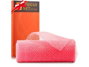 Esponja de red africana, esponja de baño africana de red larga, exfoliante, para ducha, cuerpo, espalda y piel más suave, ideal para uso diario (rosa)