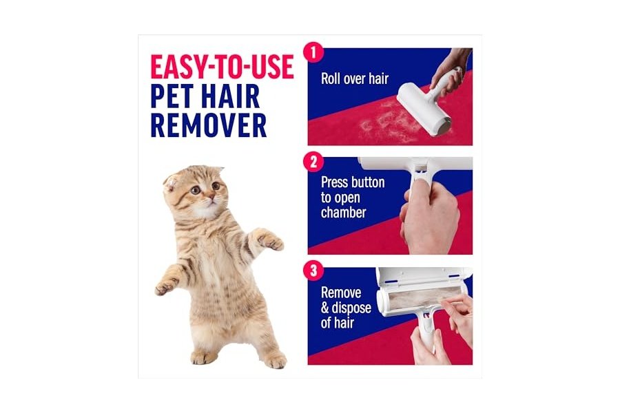 Rodillo quitapelusas reutilizable Chom Chom Roller para mascotas - Eliminador de pelos de gatos y perros ChomChom para muebles, sofás, alfombras, ropa y ropa de cama - Herramienta portátil para eliminar pelos en múltiples superficies - Image 3