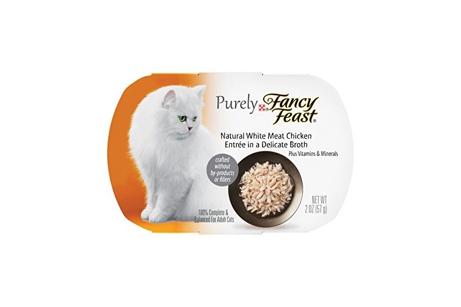 Purina Fancy Feast Purely Natural White Meat Chicken Entree - Alimento húmedo para gatos adultos - (10) bandejas de 2 oz