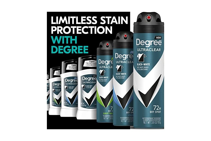 Desodorante antitranspirante Degree Men UltraClear negro + blanco. Protección contra el sudor y el mal olor durante 72 horas para hombres con tecnología MotionSense. 78 g (paquete de 4). - Image 8