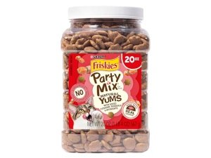 Purina Friskies - Golosinas naturales para gatos - Mezcla para fiestas - Delicias naturales con salmón real y vitaminas, minerales y nutrientes añadidos - Envase de 593 g