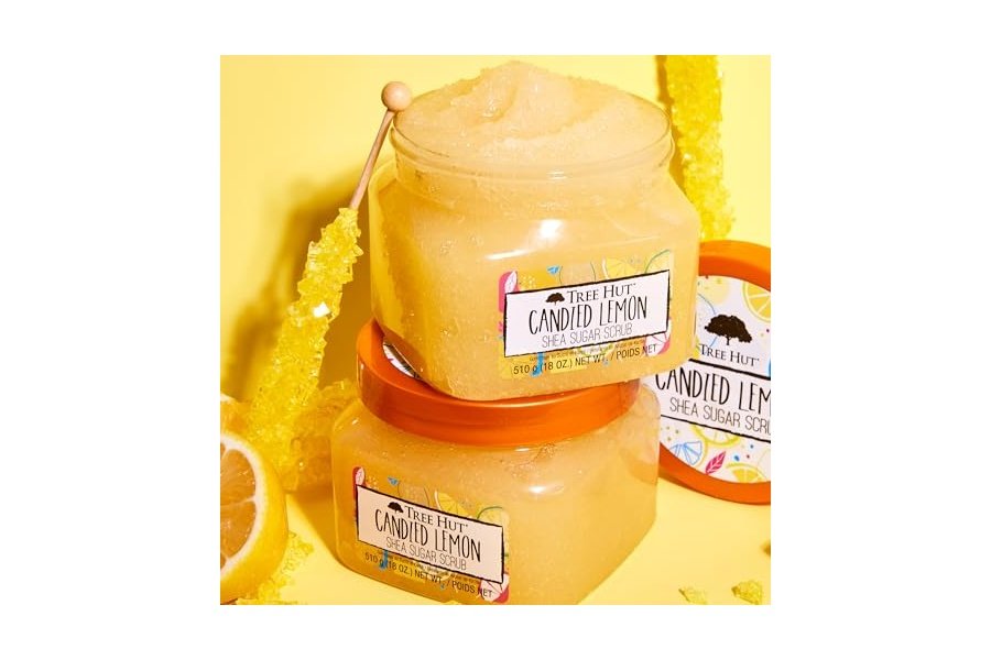 Exfoliante de azúcar y karité Tree Hut con limón confitado, 18 oz, ultra hidratante y exfoliante para un cuidado corporal nutritivo esencial. - Image 4
