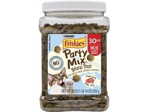Premios naturales para gatos Purina Friskies, mezcla para fiestas, Natural Yums con atún salvaje - Envase de 900 g
