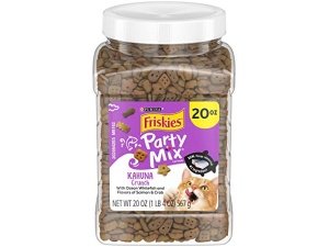 Premios para gatos Purina Friskies, fabricados en EE. UU., Party Mix Kahuna Crunch - Envase de 590 g
