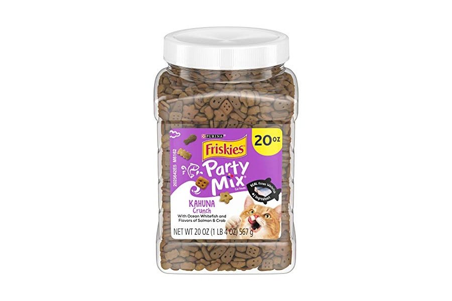 Premios para gatos Purina Friskies, fabricados en EE. UU., Party Mix Kahuna Crunch - Envase de 590 g